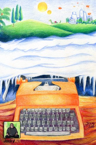 Kunstdruck: Die entflammte Schreibmaschine