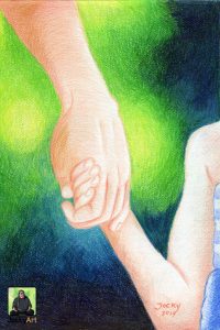 Kunstdruck: Getragen von der Hand des Vaters