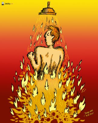 Postkarte: Feuerdusche (vorne)