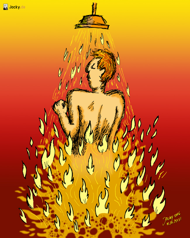 Postkarte: Feuerdusche (vorne)