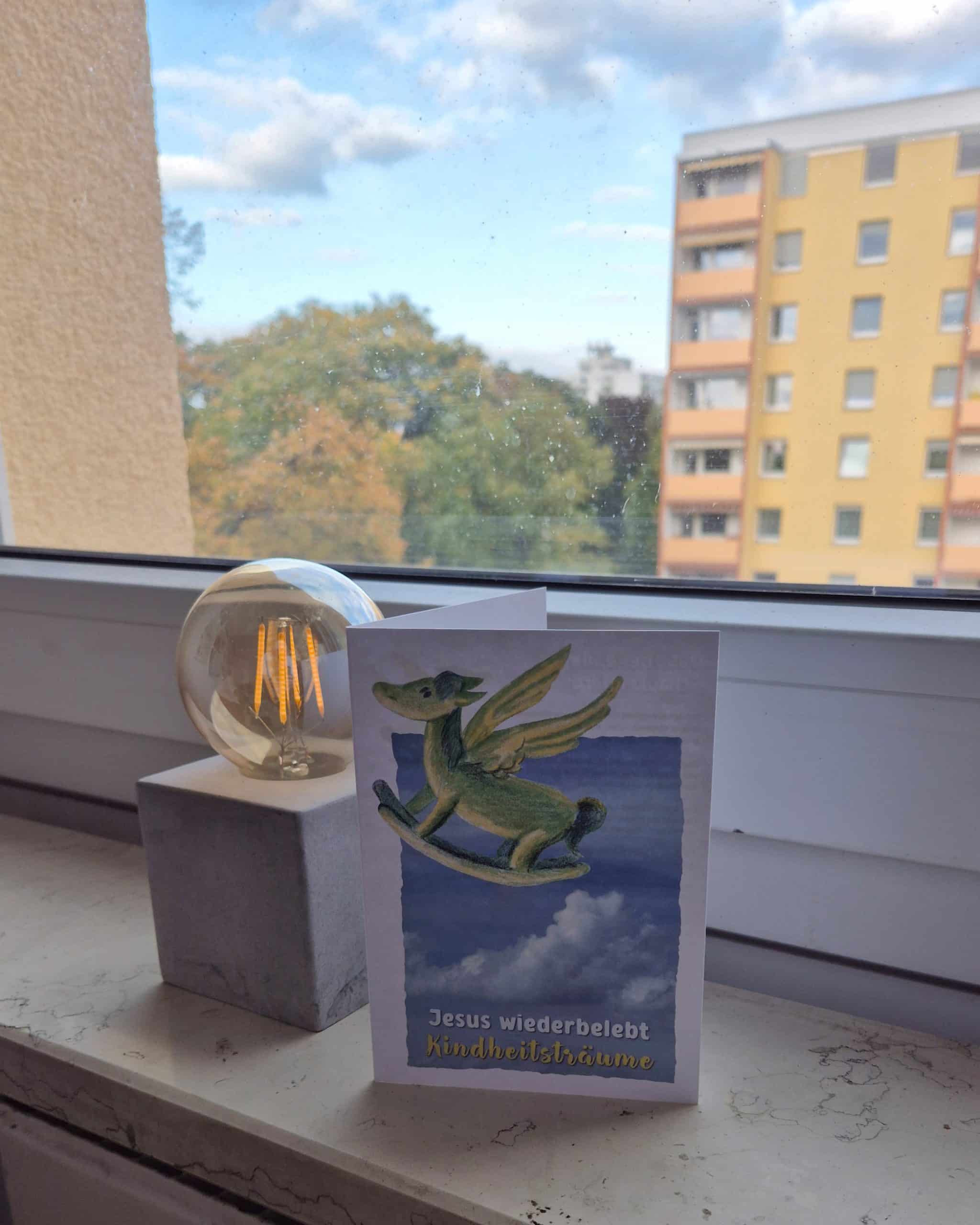 Grusskarte (Fliegendes Schaukelpferd) - Foto